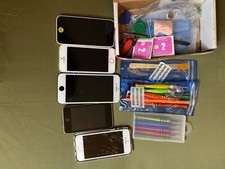 Multiple broken Apple iPhones and parts, used, tools included 