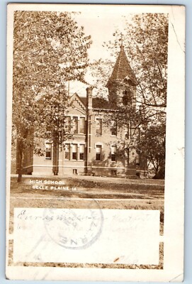 Belle Plaine Luzerne Iowa IA Postcard RPPC Photo High School Building 1907