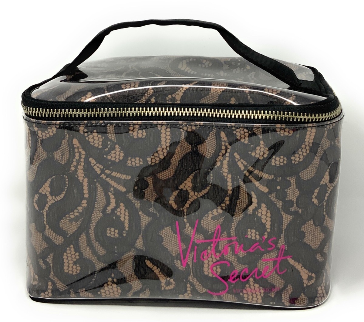 Victoria's Secret Lace Print PVC Train Travel Make-up Case