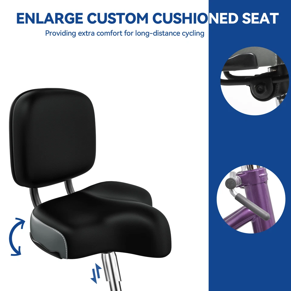 Triciclo adulto triciclo adulto 24" 1 velocidad 3 ruedas morado bicicletas con cesta extraíble Foto 2 de 4