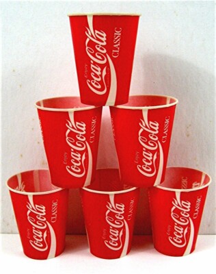 6 Enjoy Coca Cola Classic Sample 4 oz Waxed Soda Cups Old Unused Store Stock
