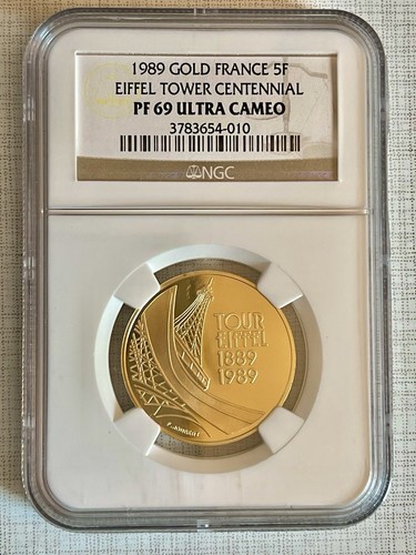 France 1989 Eiffel Tower Centennial 5 Francs Gold NGC PF69 ULTRA CAMEO SKU# 1729