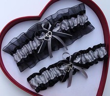 NEW Gorgeous Silver Black Wedding Garter Prom Homecoming GetTheGoodStuff A  