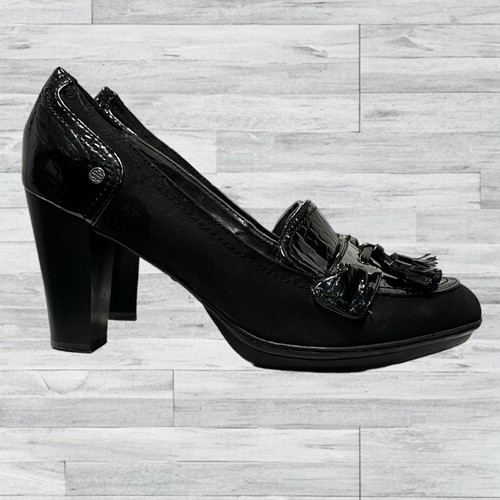 Dana Buchman heels 10M DB Ruth Black Manmade 3.5” heels Silver Buckle/Tassel - Picture 5 of 10