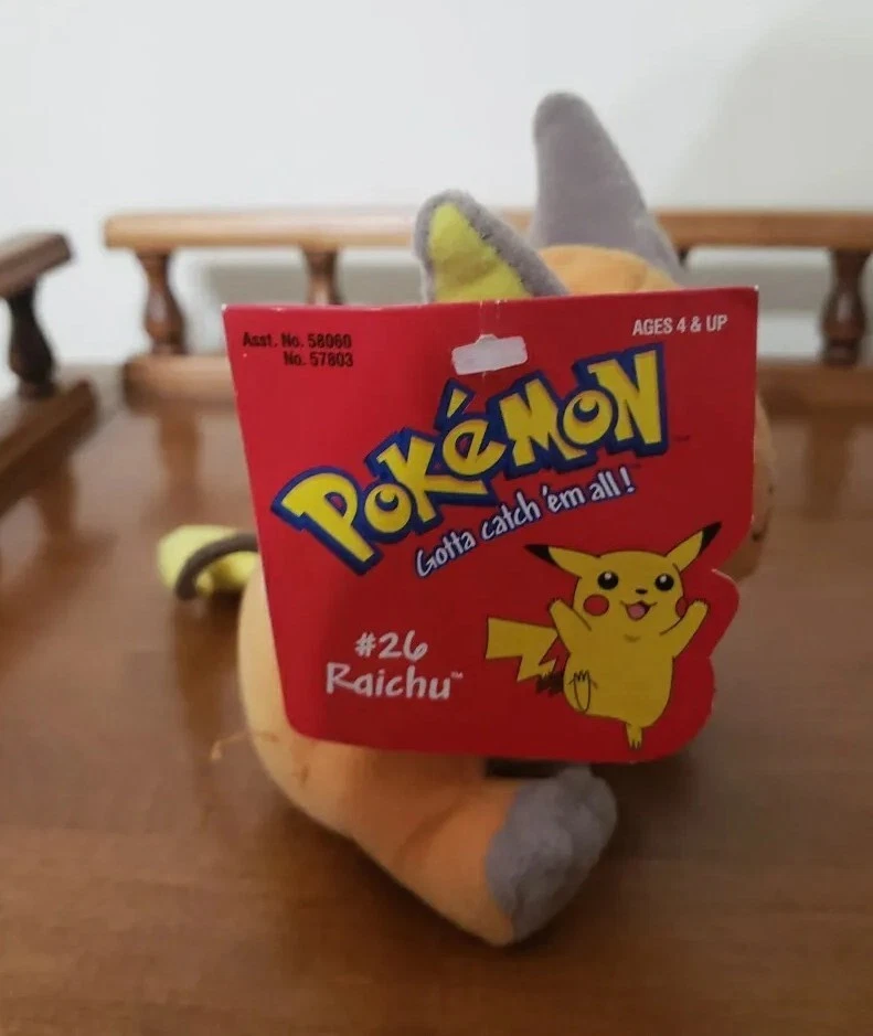Pokemon Plush RAICHU #26 5-1/2" Hasbro 1999 W Toosh Tag & Hang Tag NEAR MINT - Image 4 of 4