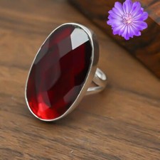 Red Garnet Gemstone 925 Sterling Silver Handmade Ring Jewelry Ring Gift For Her