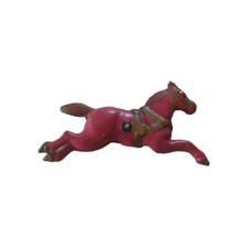 Antique Cast Iron Horse Drawn Fire Truck Metal Wagon Figurine Single Horse V
