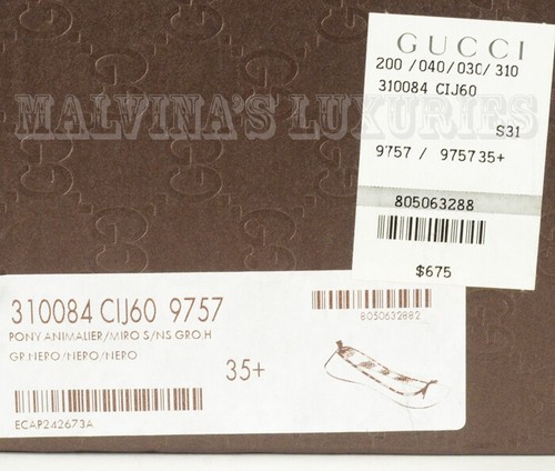 GUCCI SHOES BALLET FLATS PONY HAIR BOW DETAIL ANIMAL PRINT $675 sz 35.5 / 5.5 - Picture 13 of 19