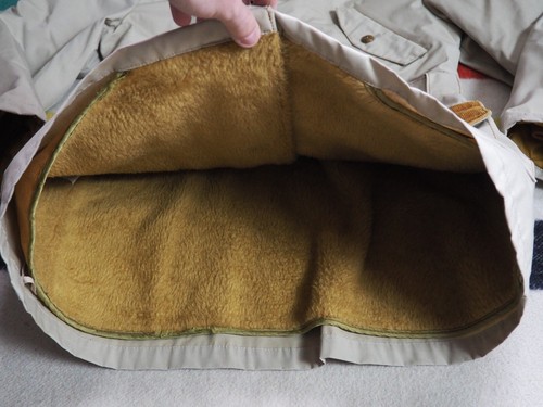 VTG 50s 60s Sunset Beige Brown Corduroy Button Belt Rain Shearling Coat Jacket M - Picture 6 of 11