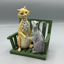 Jim Shore Outdoor Living Collection 2010 Feline Friends 2 Cats on Swing READ