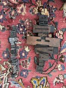 Vintage Antique Lot Letterpress Wood and Metal Printers Blocks