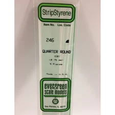 Evergreen 246 Styrene Plastic Quarter Round 0.030"x 14" (5)