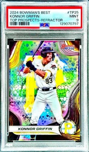 Konnor Griffin RARE ROOKIE RC REFRACTOR SSP BOWMAN CHROME NON AUTO MVP ROY PSA 9