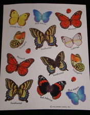 3 Sheets Vintage Hallmark Butterfly Stickers - Monarch - Swallowtail - Adonis