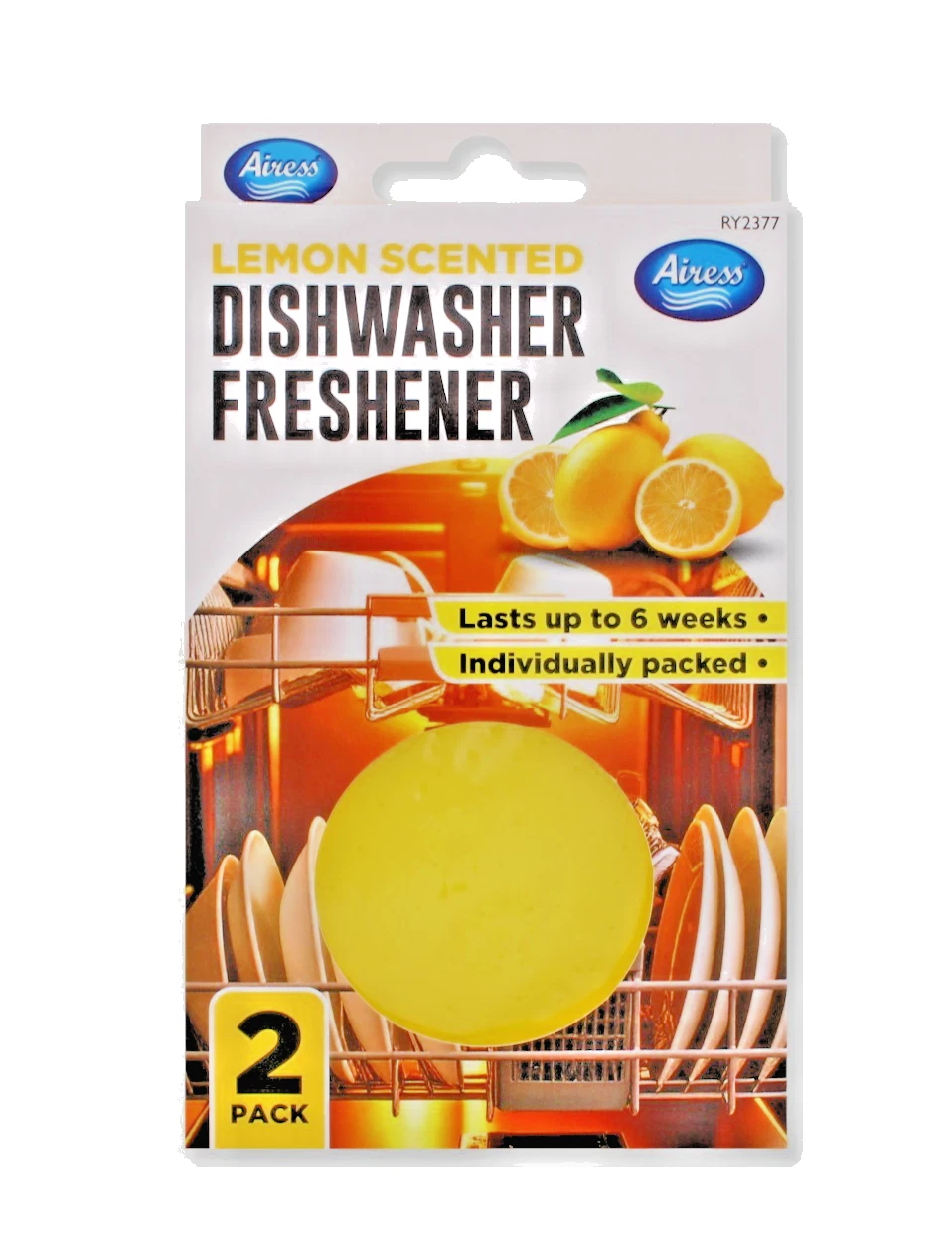 🔥 Dishwasher Freshener Lemon Scent 2 Pack Odour Eliminator Hanger 5 Week Fresh