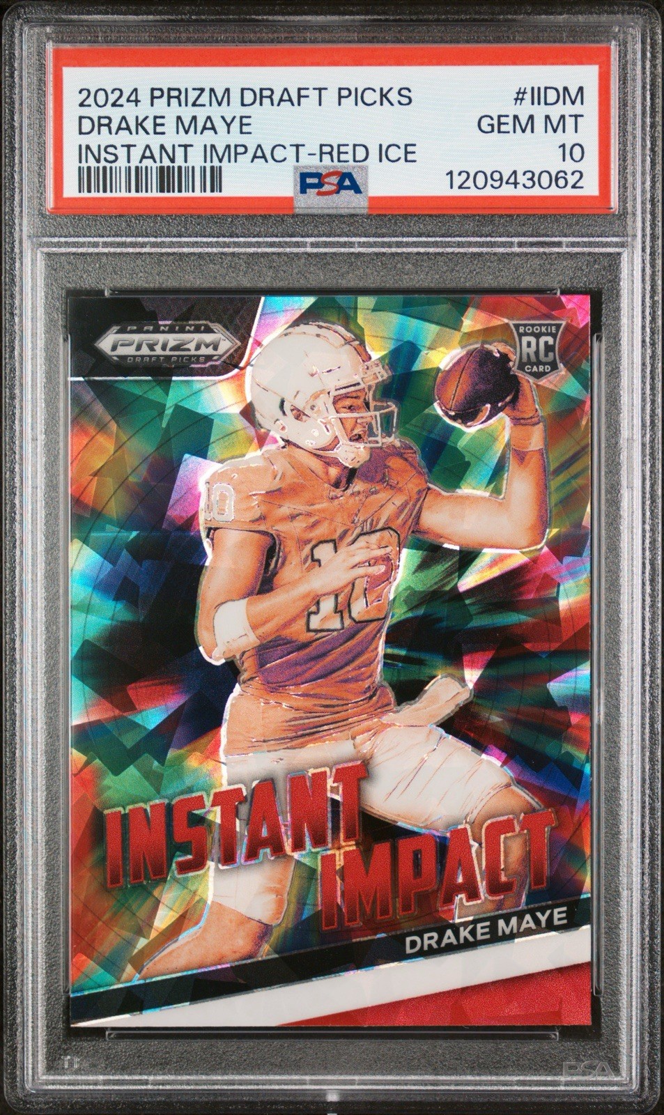 2024 Panini Prizm Draft Picks Instant Impact Drake Maye - Red Ice PSA GEM MT 10