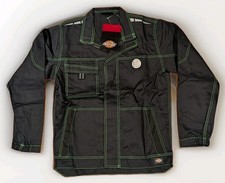 Dickies Cordura Work Jacket Mens Small Black Green Stitch Full Zip Utility NWT