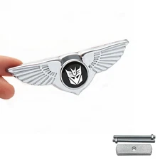 Chrome Black Wing Badge Black WhiteTransformers Decepticons Front Grille Emblem