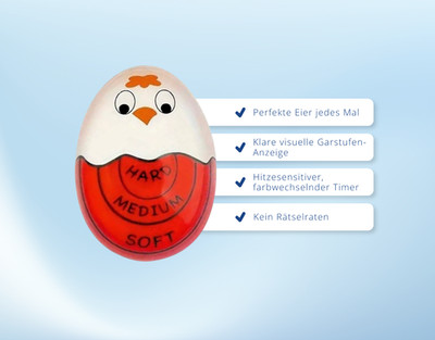 Eieruhr  Eggtimer Perfect zum Mitkochen mit Farbwechsel Eierform Eier Egg