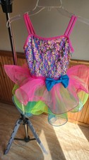 Weissman Recital Costume Dressup Dance Neon Pink Tutu Sequined Size IC 7/8