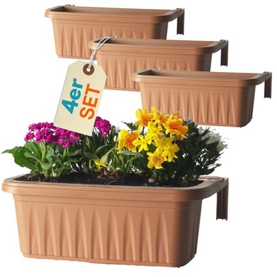 4er Set Blumenkasten Balkon Blumen Gelnder Kasten mit Halterung  Wasserspeicher | eBay.de
