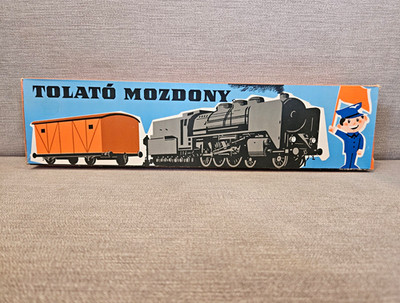 Vintage Lemezárugyár Tolató Mozdony Wind-Up Tin Train Set MÁV 423 Box