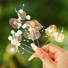 3 Pack Flower Bridal Hair Pins Gold Wedding Accessories Women, Fashion Style