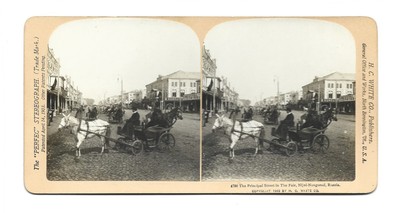 S027/ Stereofoto Nijni-Novgorod Russland Principa Street Kutsche 1902