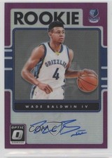 2016 Donruss Optic Rookie Signatures Purple Prizm Wade Baldwin IV #9 Auto RC 2u3