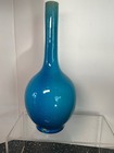 ANTIQUE JAPANESE AWAJI POTTERY TURQUOISE GLAZE VASE 9”
