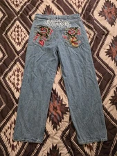 Ninth Hall Ambush Jean Baggy Skater Embroidered Dragon Men's Size 32x29 Y2K JNCO