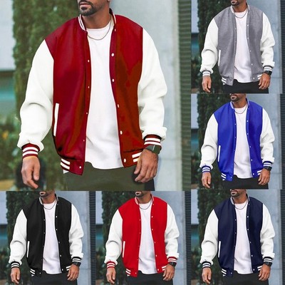 Stylische Varsity Spleißjacke für Herren klassisch und bequem dunkelblau