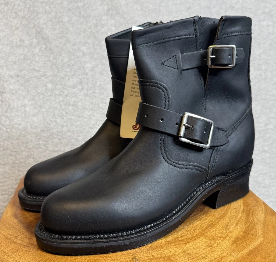 Botas de engenheiro vintage Chippewa Indian 7" 27965L couro preto Wms tamanho 6.5M fabricadas nos EUA - Imagem 3 de 4