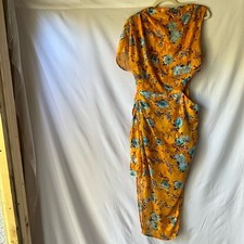 ASOS Mustard Yellow Floral Open Back Midi Dress Size 8