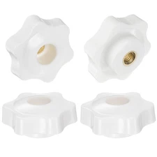 4pcs Star Knobs M6 Thread 38mm Head Through Hole Clamping Handles White