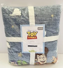 Pottery Barn Kids Disney Pixar Toy Story Toddler Quilt Buzz Woody Blue NEW CRIB