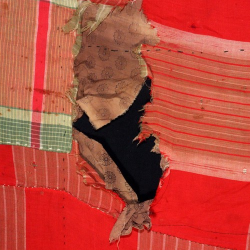 Antique Japanese Boro Two-Tone Design Patchwork Furoshiki Hand-Stitched Textile - Bild 5 von 10