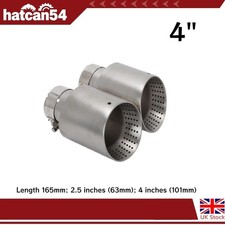2x 4in STAINLESS STEEL 304 MATT Silver AKRAPOVIC EXHAUST TIPS UNIVERSAL UK