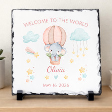 Personalized Baby Girl Slate Plaque Welcome to the World Newborn Gift