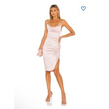 Superdown Billie Drape Midi Dress Pink Satin Ruched Cowl Neck NWT Small  