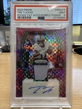 2023 Prizm Tre Tucker RC Patch Auto Purple Power 6/49 PSA 9 LOW POP RAIDERS!