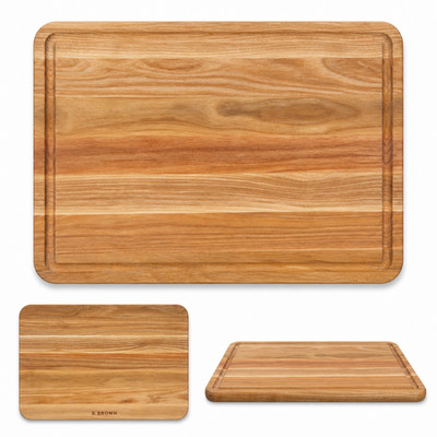 B Brown Hardwood Cutting Board 11.5x17.5 Juice Groove Butcher Block