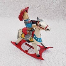 Vintage Japan Tin Toy Range Rider Cowboy Rocking Horse Wind Up Toy - NOT WORKING