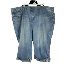 Gitano Womens Capri Jeans Plus Size 26 Embroidered Feather Pocket Denim