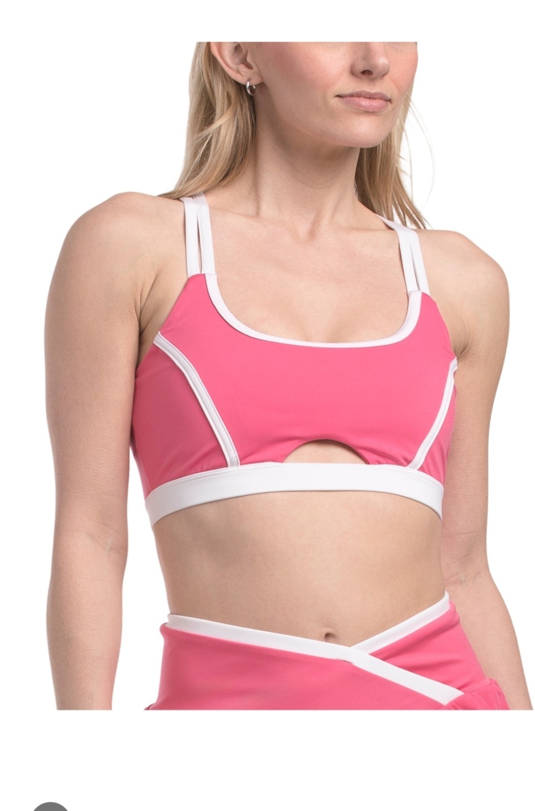 New Juicy Couture Sports Flare Flutter Shorts & Med Impact Sports Bra-Large-Pink