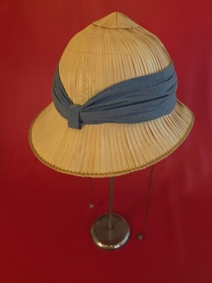 VTG RATTAN BAMBOO SAFARI HAT~TAPOO HAWES OF CALIFORNIA~SAKS 5TH AVENUE~1960s MCM