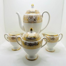 Wedgwood Florentine Gold Coffee Pot Ceamer Sugar Pot Set