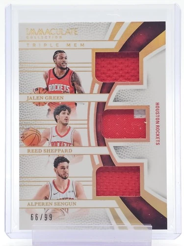 REED SHEPPARD/JALEN GREEN 2024-25 IMMACULATE ROOKIE TRIPLE PATCH /99 Q2091