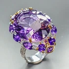 Handmade 36 ct Natural Amethyst Ring 925 Sterling Silver Size 8 /R465276
