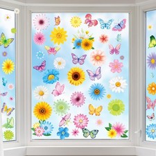 Spring Window Clings for Glass Windows, 9 Sheets Easter Flower Window Clings ...